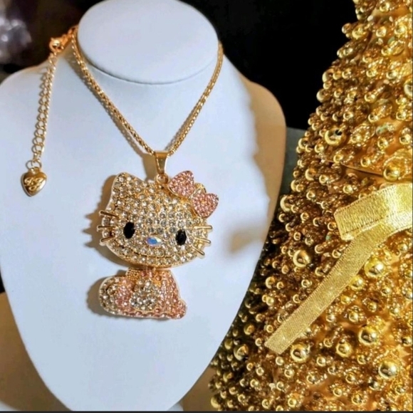 Betsey Johnson Jewelry - (LOW STOCK) Betsey Johnson Gold & Pink Kitty Pendant Necklace